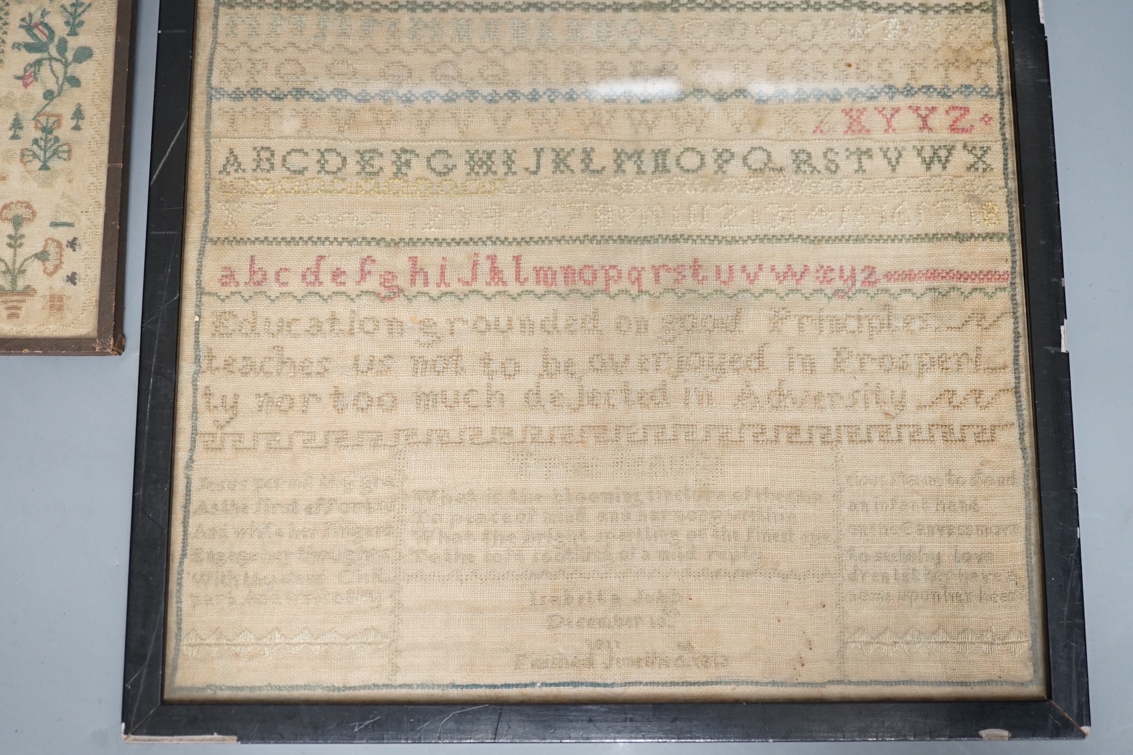 An unusual William IV ‘Register of birth’ small sampler together with four other samplers ranging in date from 1778 to 1851, largest 56 cm x 20.5 cm (5)